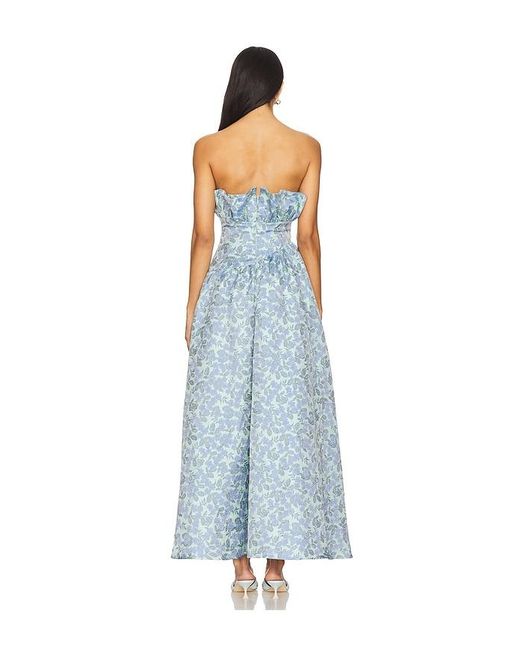Elliatt Blue X Revolve Jacquard Asymmetric Gown