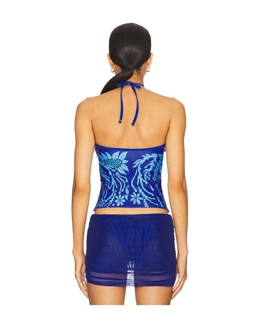 DI PETSA Blue Flora Halter Top