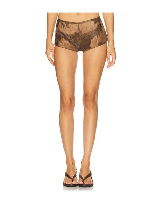 Jaded London Brown Celina Sheer Mini Short