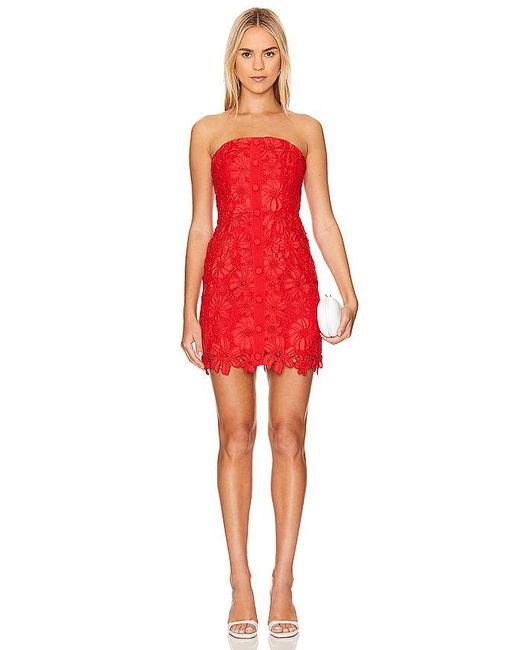 MILLY Red Roja Lace Mini Dress