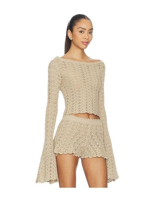 Tularosa Natural Zaylee Boat Neck Open Stitch Sweater