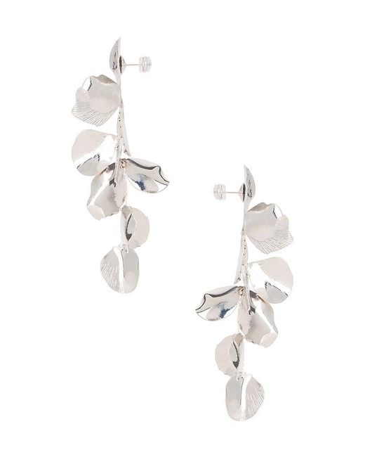 Shashi White Metallic Dangling Statement Earrings