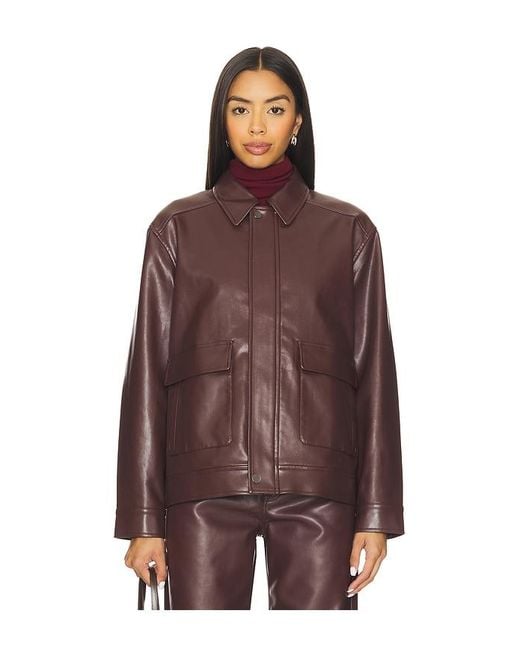 Pistola Brown Valerie Faux Leather Bomber Jacket