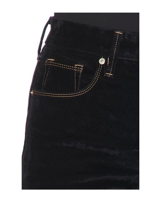 GOOD AMERICAN Black Good Icon Straight Velvet Denim Jeans