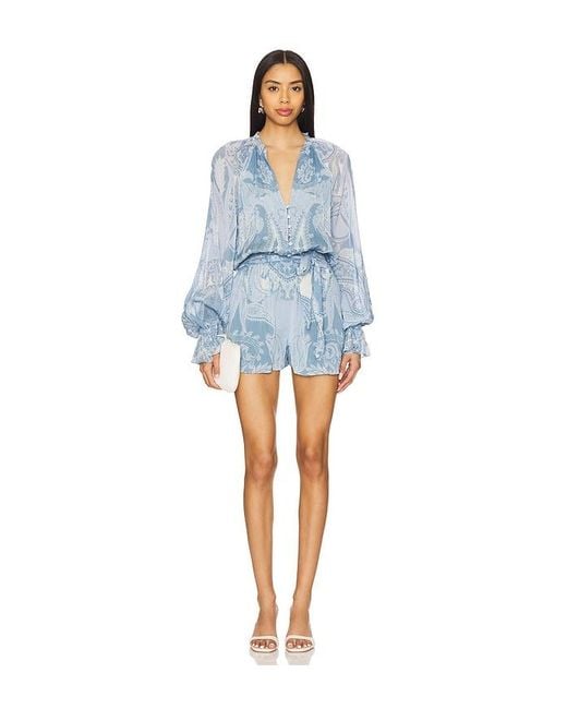 Hemant & Nandita Blue Romper With Tie Belt