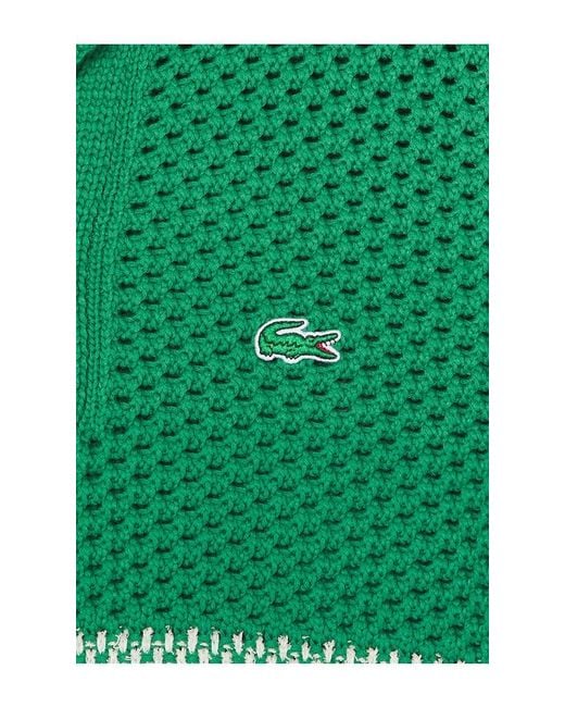 Lacoste Green Runway Lacy Striped Polo Collar Sweater for men