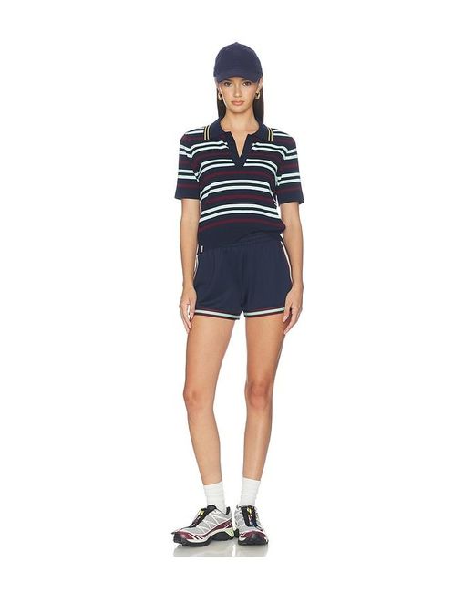 The Upside Blue Archie Collared Knit Polo Top