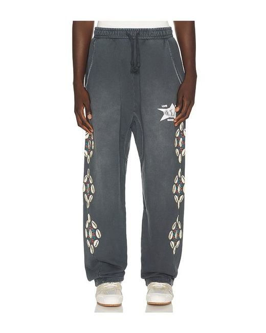 Barriers Worldwide Black Cowrie Shell Sweatpants for men