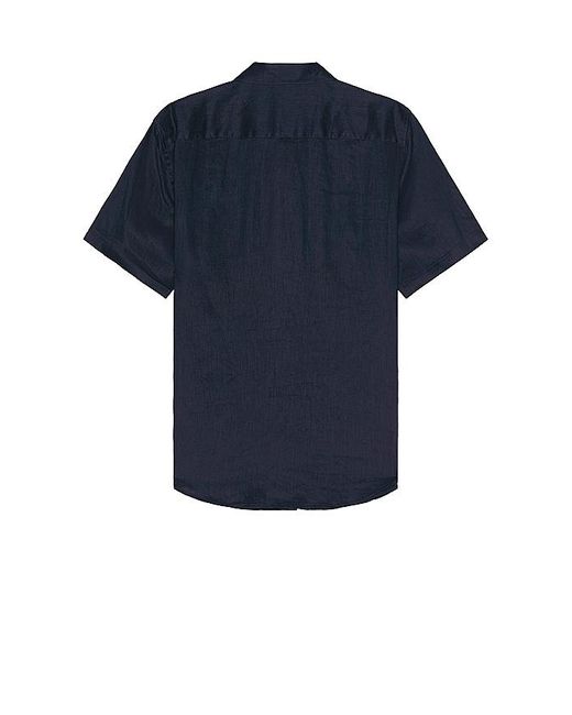 Theory Blue Irving Linen Short Sleeve Shirt for men