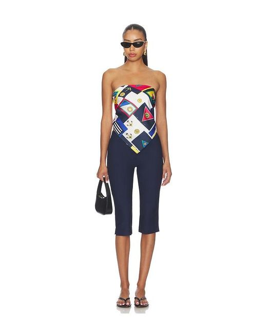 SER.O.YA Blue Hark Satin Top