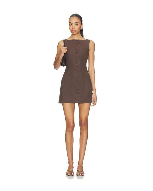 Tularosa Brown Ginelle Linen Mini Dress