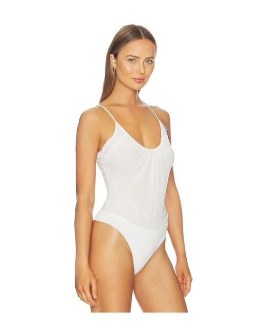 L'Agence White 'Agence Gelina Ruched Bodysuit