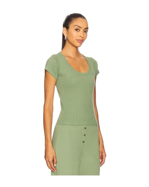 VIR VITA Green Scoop Pointelle Tee