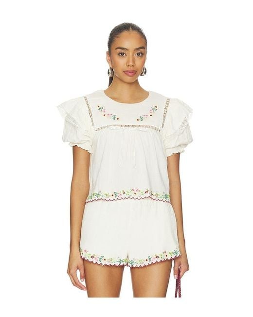 For Love & Lemons White Leah Cotton Top