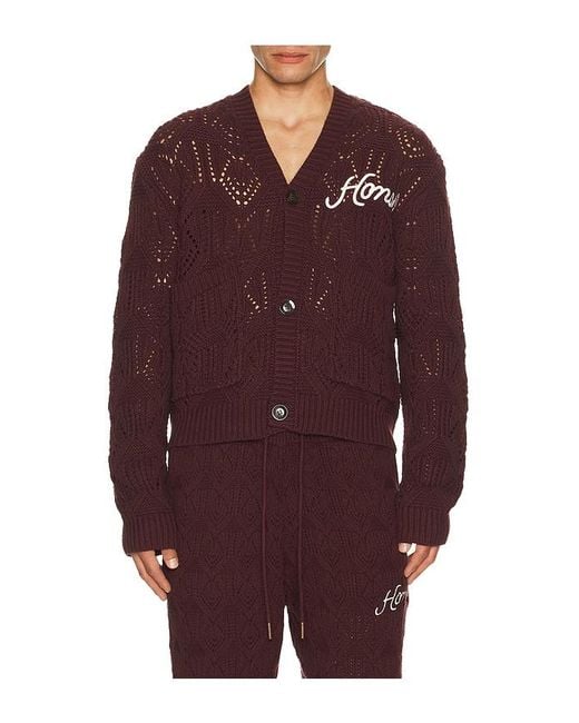 Honor The Gift Purple Cable Cardigan for men