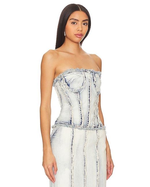 h:ours White Letitia Corset Top