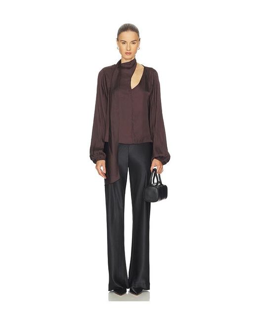 WeWoreWhat Purple Wrap Neck Tie Top