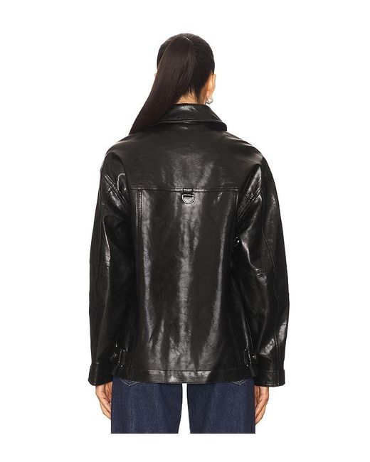 Free People Black X We The Free Sloane Faux Leather Jacket