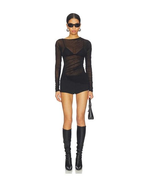 Helmut Lang Black Seamed Wind Top