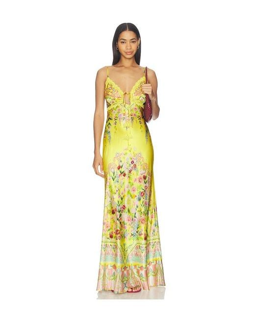 Camilla Metallic Bias Slip Dress With Lace Edge Detail
