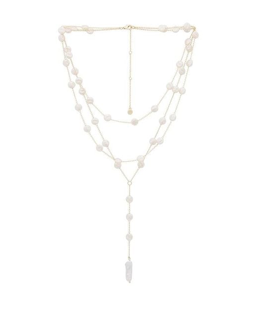Ettika White Coin Layered Lariat Necklace