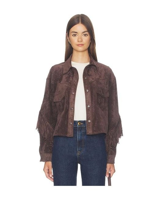 Blank NYC Blue Cropped Fringe Jacket