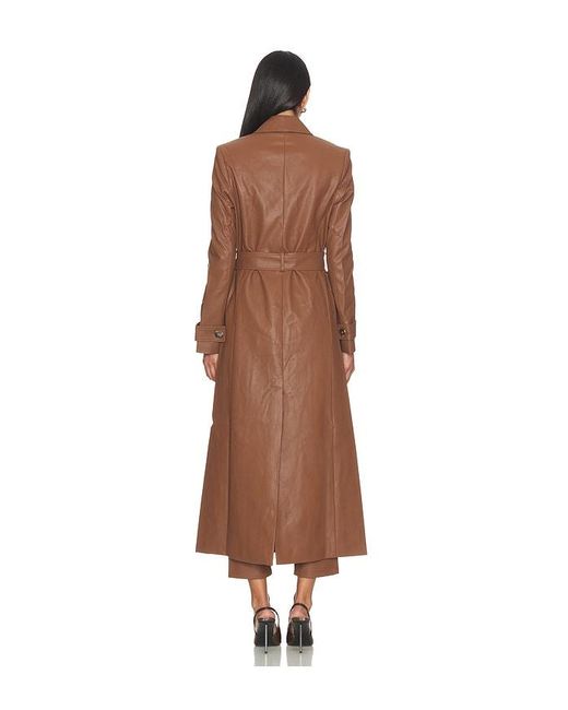 Bardot Brown Faux Leather Longline Coat