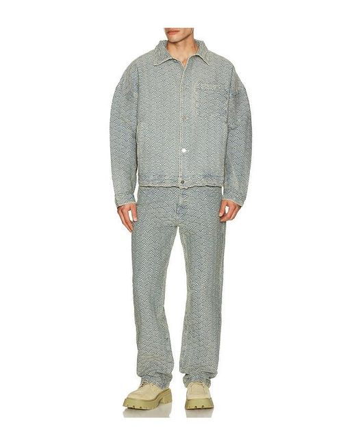 Ryoko Rain Green Seigaiha Jacquard Denim Jeans for men