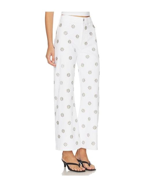 Veronica Beard White Grant High Rise Wide Leg Crop
