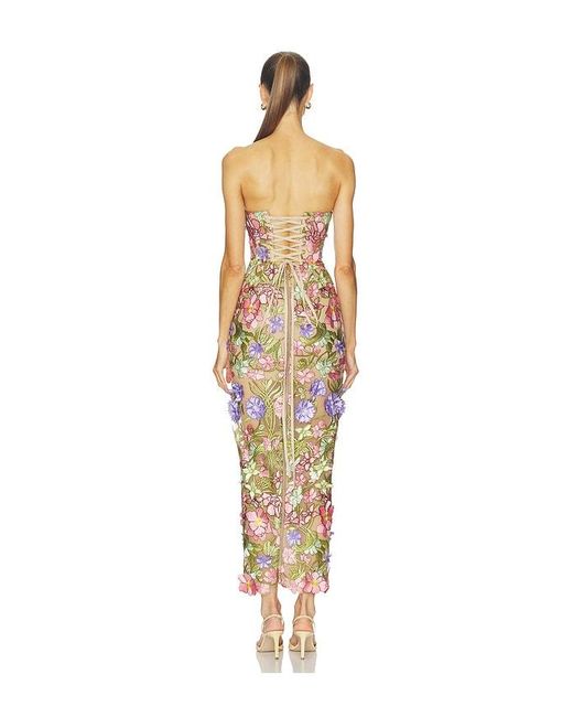 Bronx and Banco White Iris Floral Maraya Strapless Ankle Dress