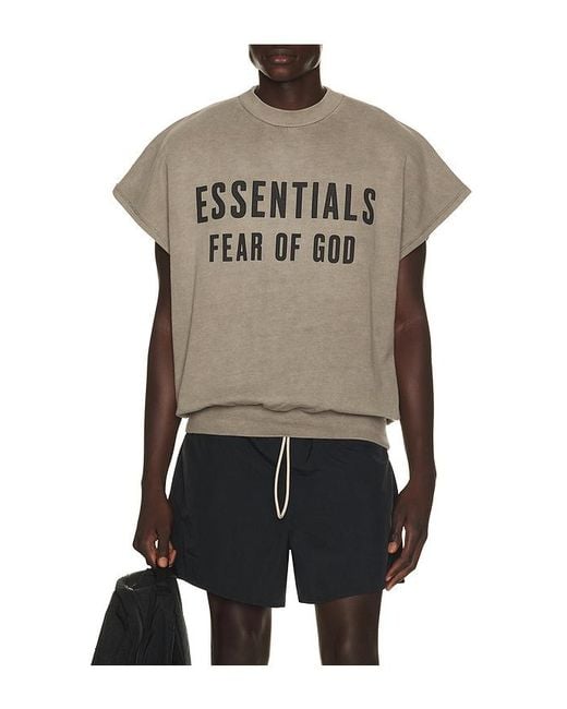 Fear Of God Black Relaxed Fleece Cutoff Sweatshirt for men