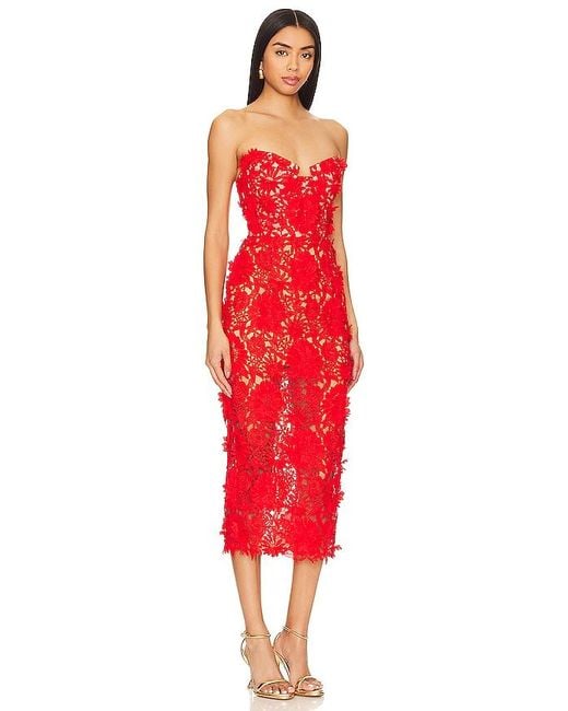Bronx and Banco Red Jasmine Midi Dress