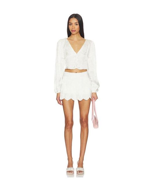 For Love & Lemons White Locked Heart Top