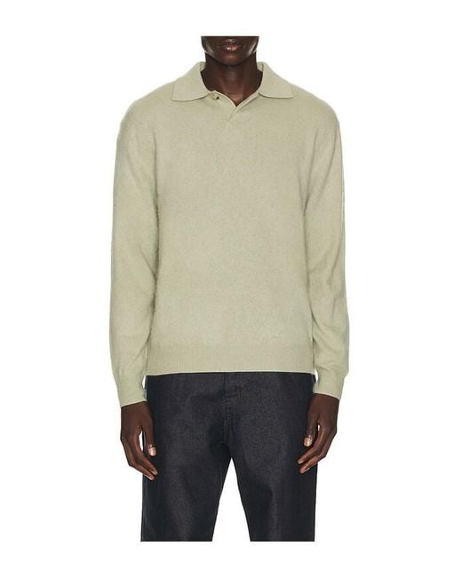 LE17SEPTEMBRE Green Brushed Cashmere Blend Polo Sweater for men