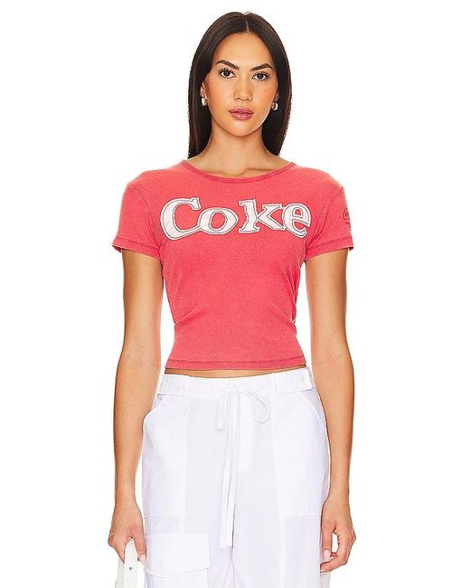 The Laundry Room Red T-SHIRT MIT RIPPSTRUKTUR COKE PATCHWORK