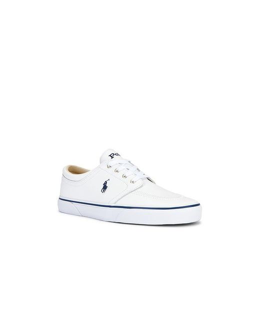 Polo Ralph Lauren White Faxon Solid Leather Low Top Sneaker for men