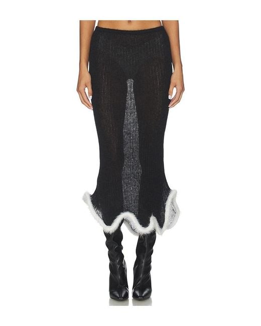 Ph5 Black Ginny Alpaca Wavy Midi Skirt
