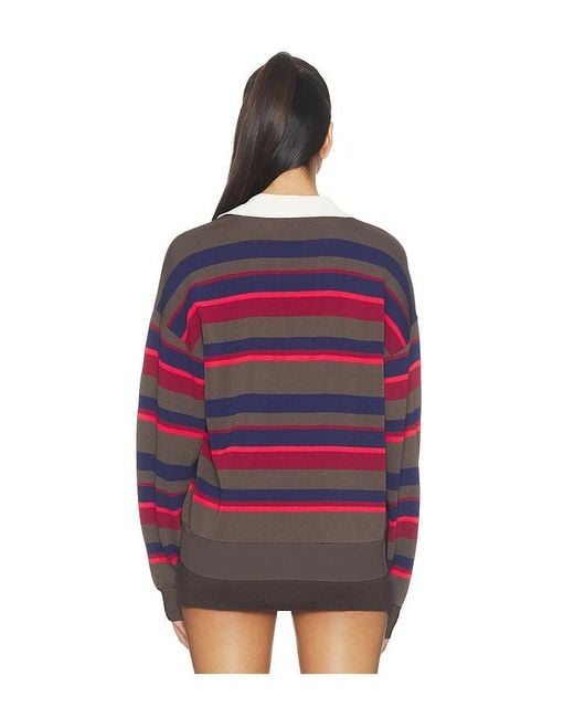 P.E Nation Red Retreat Stripe Collar Knit Pullover
