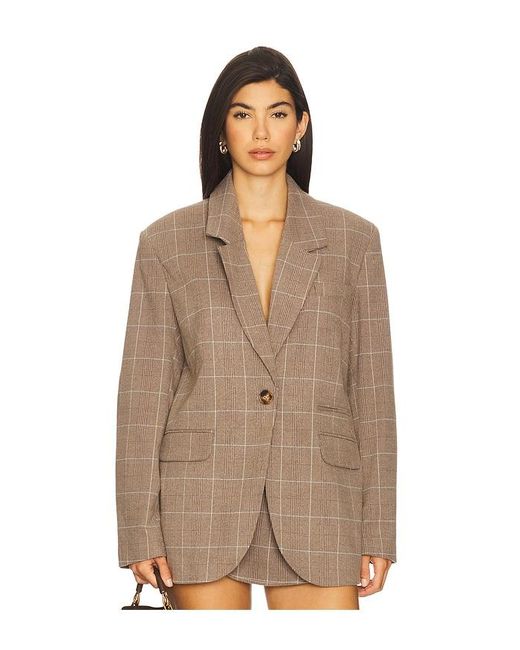 Free People Brown Paper Cut Blazer Pinstripe