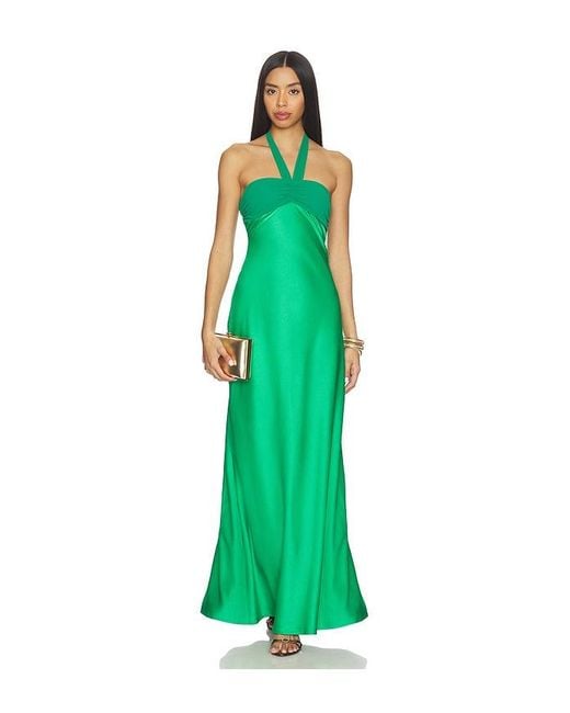 Runaway the Label Green Marilla Ruched Halter Maxi Dress