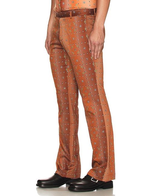 Siedres Orange Flared Geometric Pants for men