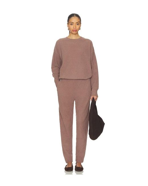 Eberjey Brown Boucle Crew Neck Pullover