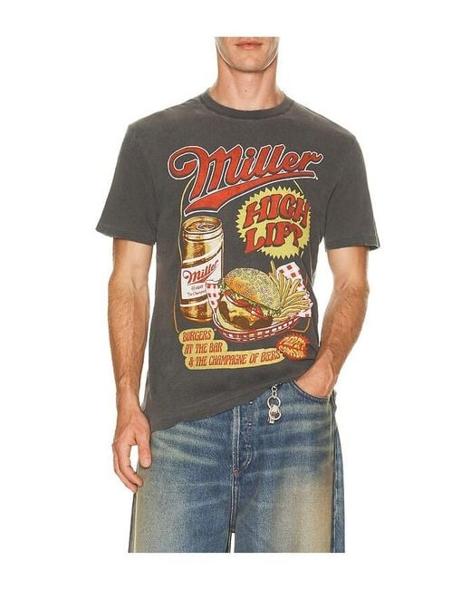 Junk Food Multicolor Miller Burger And Beer Vintage Tee for men