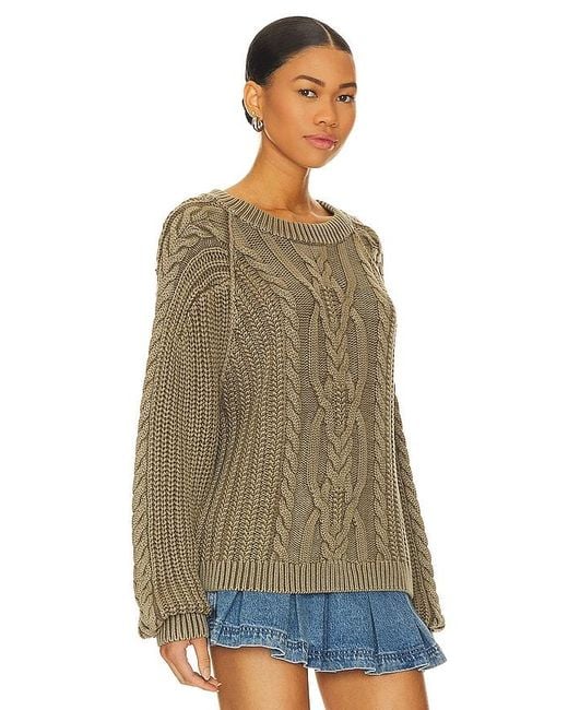 Free People Green Frankie Cable Sweater