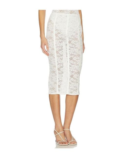 Fleur du Mal White Le Stretch Lace Pencil Skirt