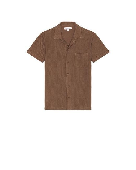 Vintage Summer Brown Beach Pique Camp Shirt for men