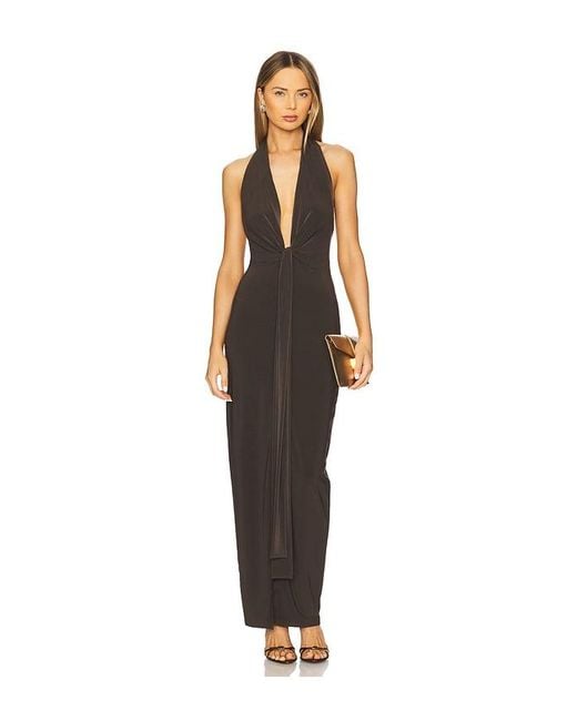 Norma Kamali Black X Revolve Tie Front Halter Gown