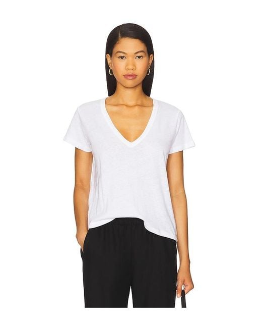 Leset White Laura V Neck Tee