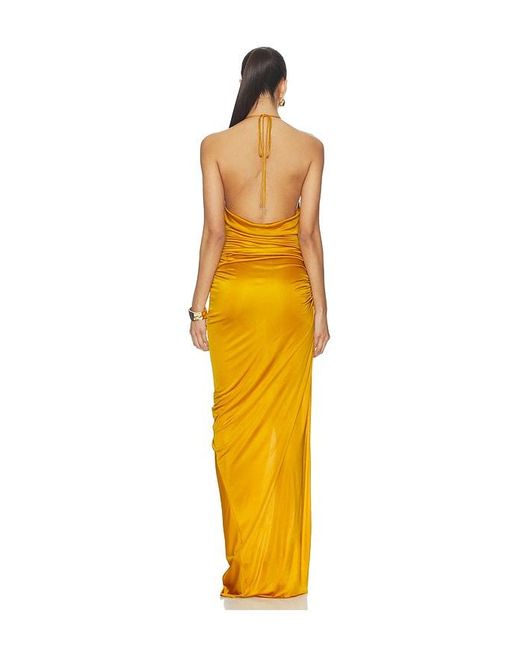 Atlein Orange Draped Midi Dress