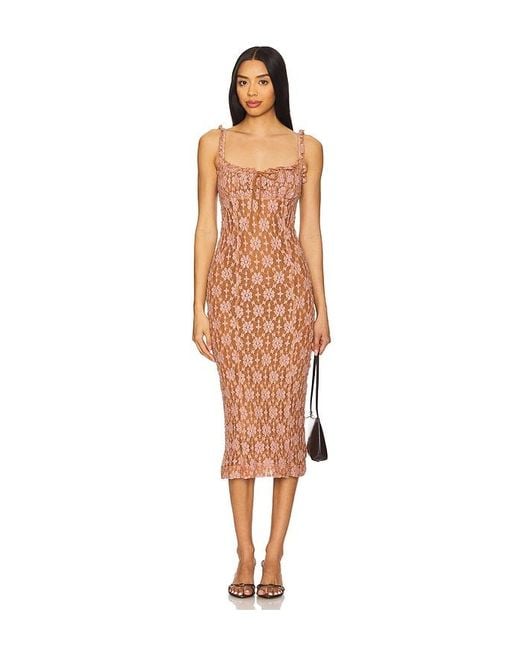 Free People Lucinda レースミディ丈ワンピース Multicolor
